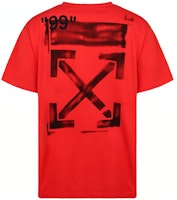 OFF-WHITE Red Loose Fit Tee with Graffiti Arrow Motif OMAA038R191850152010 OFF-WHITE Red Loose Fit Tee with Graffiti Arrow Motif OMAA038R191850152010