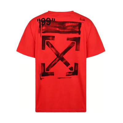 OFF-WHITE Red Loose Fit Tee with Graffiti Arrow Motif OMAA038R191850152010