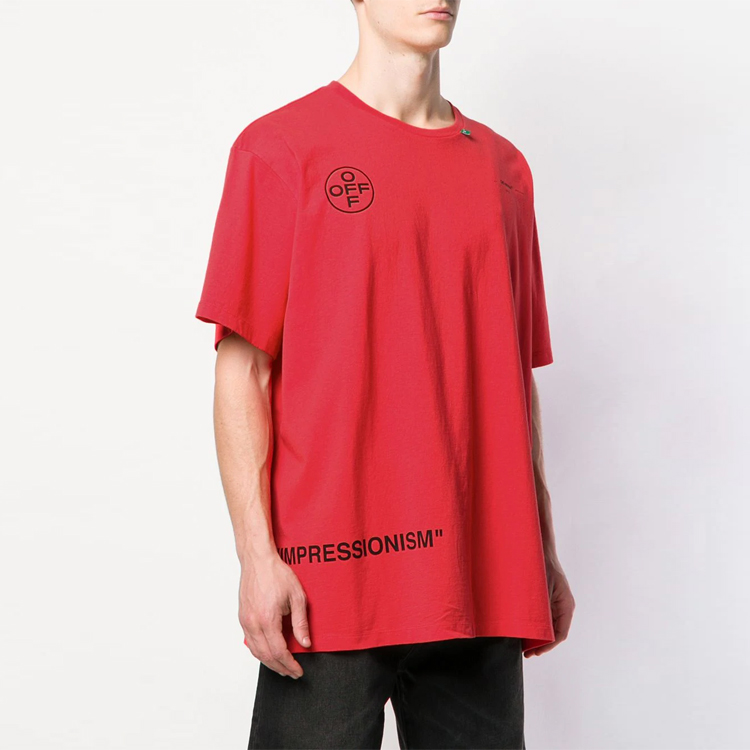 Purchase 오프화이트 레드 루즈핏 티셔츠 그래피티 화살 모티프 OMAA038R191850152010