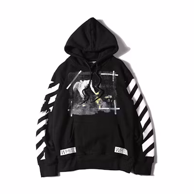 OFF-WHITE Religious Dissolution Pullover Hoodie Men Black OMBB003S160030061088