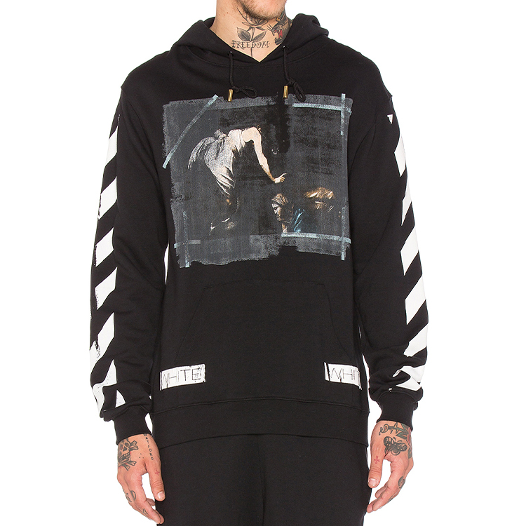 Shop OFF-WHITE Religious Dissolution Hoodie Pria Hitam Pullover OMBB003S160030061088