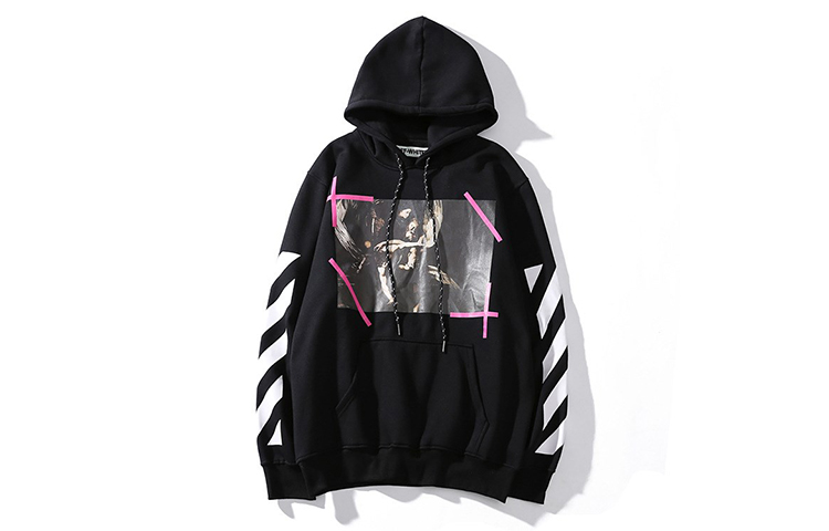 OFF-WHITE Religious Graphic Hoodie Initial Pink Black Men’s Edition CM21010205
