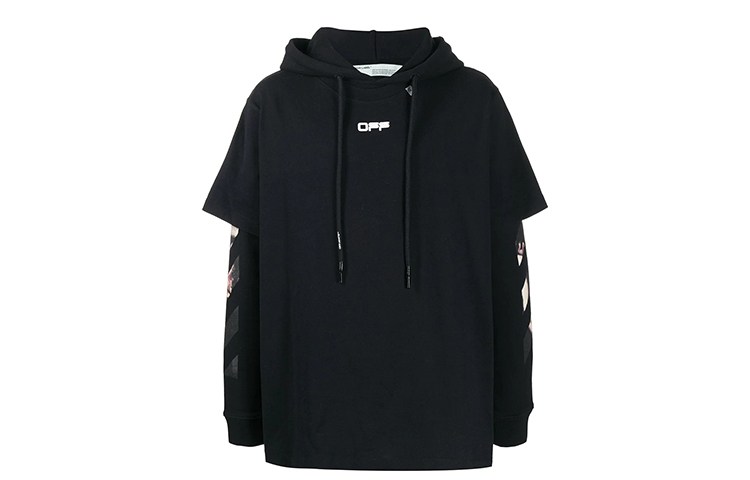 Order Sudadera con Capucha Negra OFF-WHITE Religious Graphic en Capas. OMAB033S201850041088