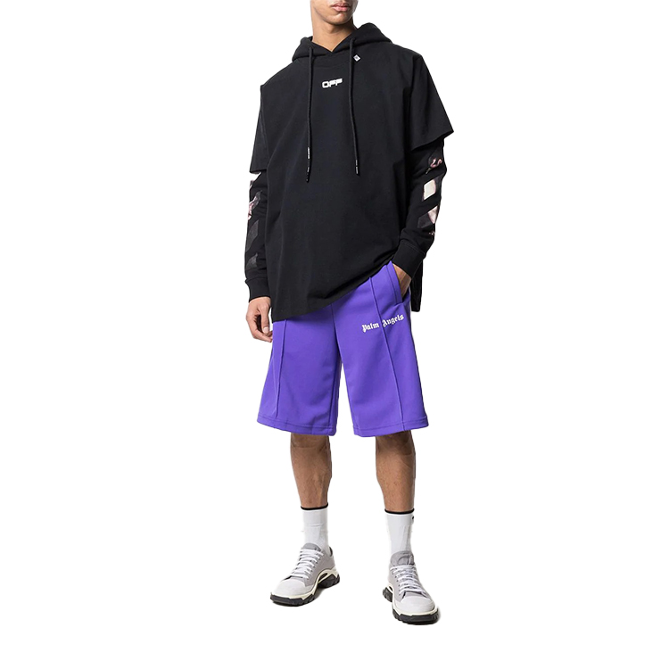 Shop Sudadera con Capucha Negra OFF-WHITE Religious Graphic en Capas. OMAB033S201850041088