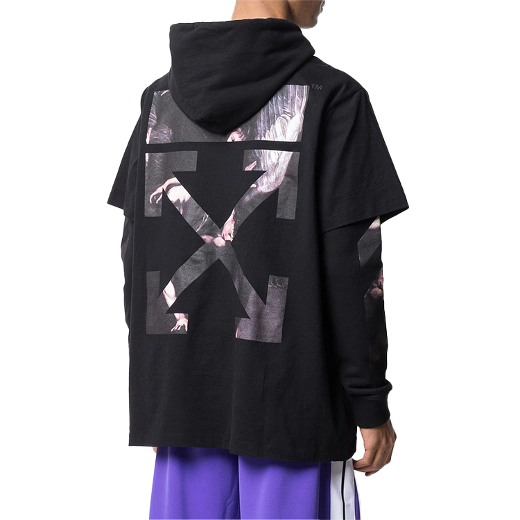 Purchase Sudadera con Capucha Negra OFF-WHITE Religious Graphic en Capas. OMAB033S201850041088