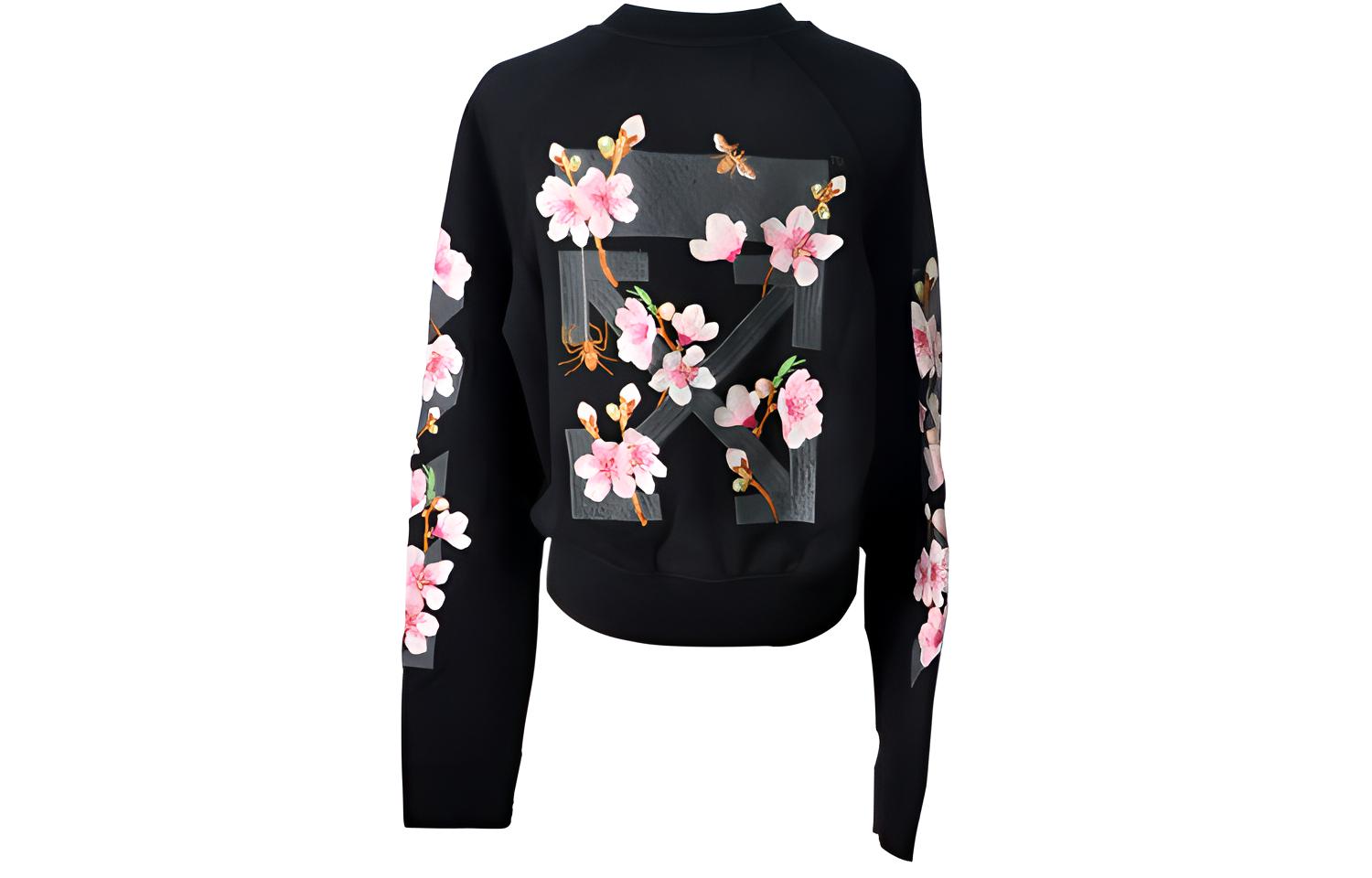 OFF-WHITE Sakura Embroidered Floral Crewneck Sweatshirt Unisex OWBA026E170030531088