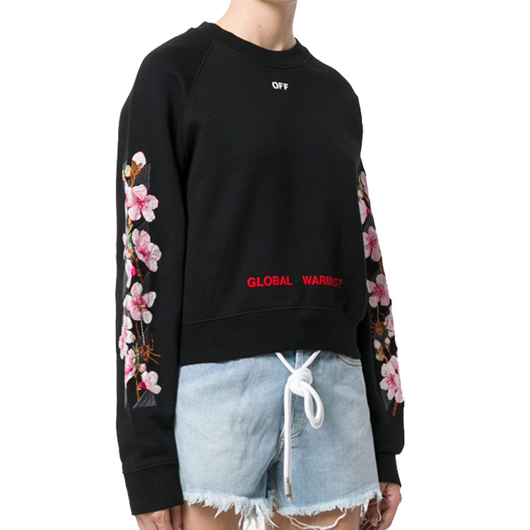 OFF-WHITE Sakura Embroidered Floral Crewneck Sweatshirt Unisex OWBA026E170030531088 圖 4