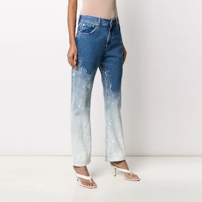 Off-White Shaped Baggy Denim Jeans Bleached Blue Lookbook Off-White Shaped Baggy Denim Jeans Bleached Blue
