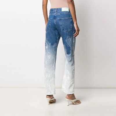 Off-White Shaped Baggy Denim Jeans Bleached Blue Shop Off-White Shaped Baggy Denim Jeans Bleached Blue