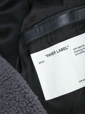 Off-White Shearling Bomber Jacket Grey/Beige Lookbook Off-White Shearling Bomber Jacket Grey/Beige
