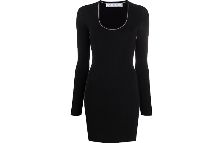 Lookbook 오프 화이트 사이드 로고 프린트 블랙 드레스 OWHI033E20KNI0011000