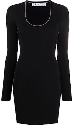 오프 화이트 사이드 로고 프린트 블랙 드레스 OWHI033E20KNI0011000 Lookbook 오프 화이트 사이드 로고 프린트 블랙 드레스 OWHI033E20KNI0011000