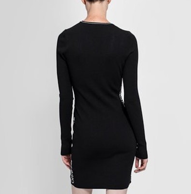 오프 화이트 사이드 로고 프린트 블랙 드레스 OWHI033E20KNI0011000 Purchase 오프 화이트 사이드 로고 프린트 블랙 드레스 OWHI033E20KNI0011000