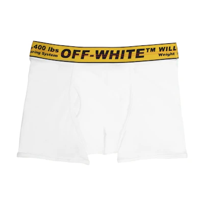 Off-White Single Pack Stretch Cotton Boxer Briefs White/Yellow/Black
