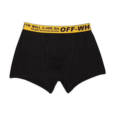Off-White Single Pack Stretch Cotton Boxer Briefs Black/Yellow/Black