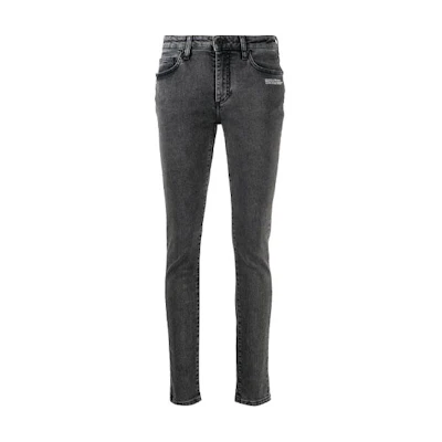 Off-White Skinny Denim Grey Area Jeans Dark Grey/White