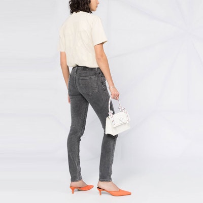 Off-White Skinny Denim Jeans Dark Grey/White Lookbook Off-White Skinny Denim Jeans Dark Grey/White
