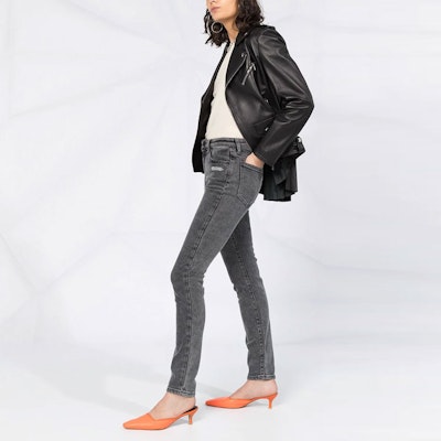 Off-White Skinny Denim Jeans Dark Grey/White Shop Off-White Skinny Denim Jeans Dark Grey/White