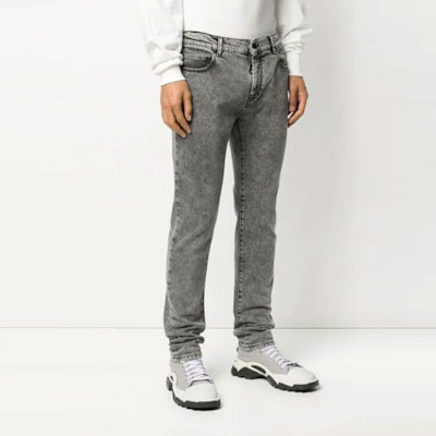 Off-White Skinny Fit Denim Jeans Medium Grey/White Lookbook Off-White Skinny Fit Denim Jeans Medium Grey/White