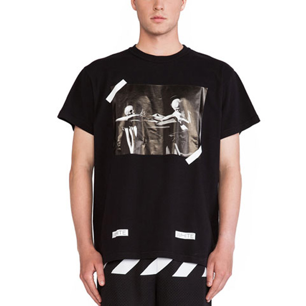 Shop OFF-WHITE Baju T Hitam Lukisan Tengkorak AU1001-03-05