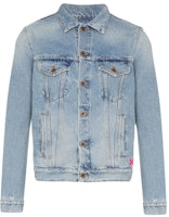 Off-White Slim Bleached Denim Jacket Indigo/Multicolor Off-White Slim Bleached Denim Jacket Indigo/Multicolor