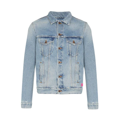 Off-White Slim Bleached Denim Jacket Indigo/Multicolor