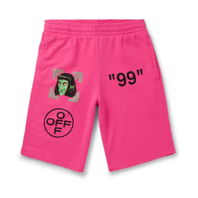 Off-White Slim Fit 'Green Man' Print Shorts Pink/Black