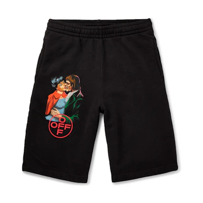 Off-White Slim Fit 'Kiss' Graphic Print Shorts Black/Multicolor