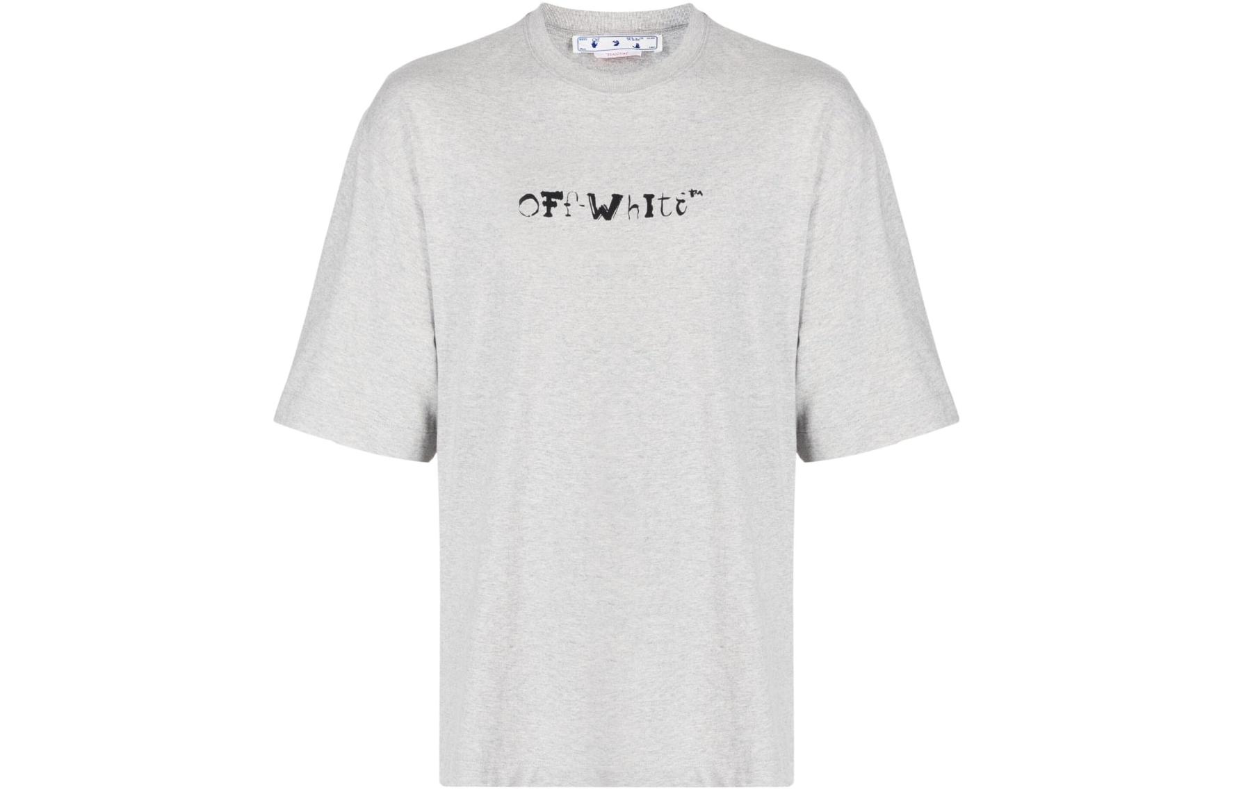 OFF-WHITE Slim Fit Crewneck Short Sleeve T-Shirt Light Grey Casual Tee OMCI015S23FLE0020810