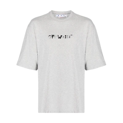 OFF-WHITE Slim Fit Crewneck Short Sleeve T-Shirt Light Grey Casual Tee OMCI015S23FLE0020810