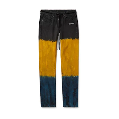 Off-White Slim Fit Dip Dyed Denim Jeans Black/Saffron/Storm Blue