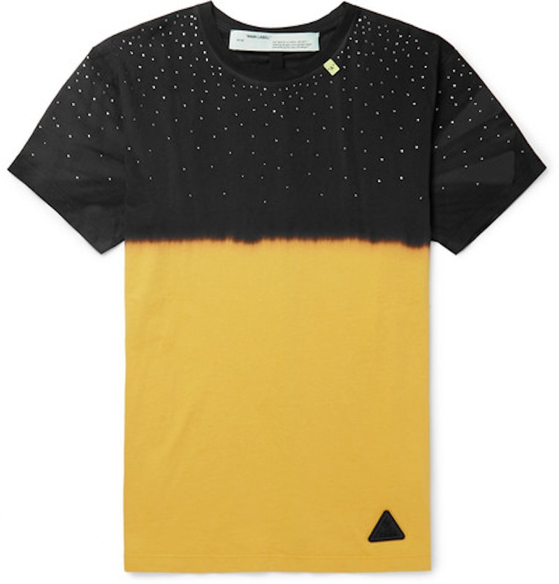 Buy Camiseta Off-White Slim Fit Teñida Tie Dye Negro/Amarillo Decorada.