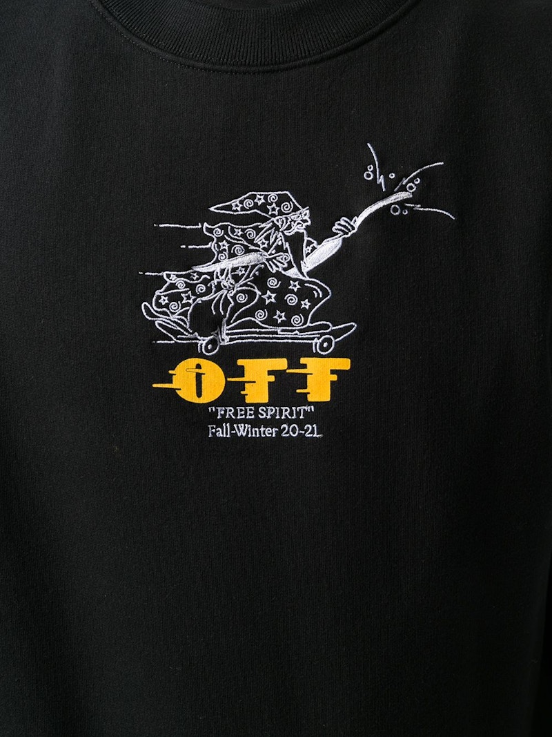 Order 오프화이트 슬림핏 프리 위저드 스웨트셔츠 블랙/옐로우 
