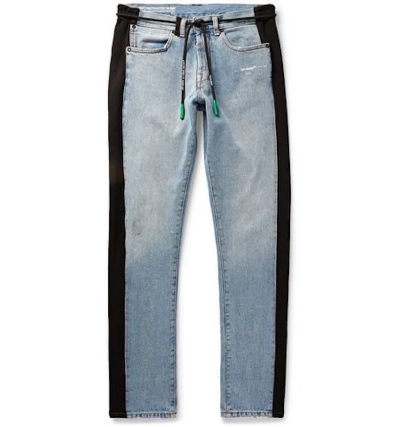 Off-White Slim Fit Logo Appliqued Denim Jeans Blue/Black