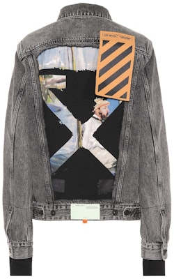 Off-White Slim Fit Logo Print Denim Jersey Jacket Grey/Multicolor Order Off-White Slim Fit Logo Print Denim Jersey Jacket Grey/Multicolor