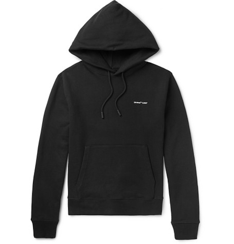 Off-White Slim Fit Logo Print Hoodie Black/White