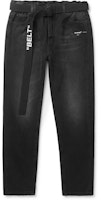 Off-White Slim Fit Logo Print Washed Denim Jeans Charcoal/White Off-White Slim Fit Logo Print Washed Denim Jeans Charcoal/White