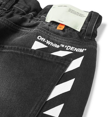 Off-White Slim Fit Logo Print Washed Denim Jeans Charcoal/White Order Off-White Slim Fit Logo Print Washed Denim Jeans Charcoal/White