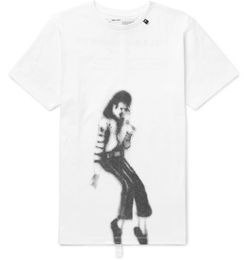 Buy Camiseta Ajustada Off-White Michael Jackson Gráfico Blanco/Negro