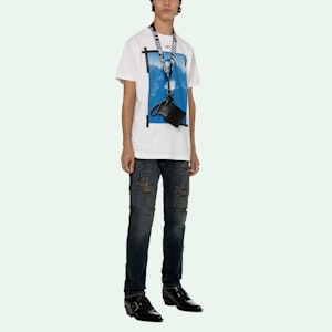 Kaos Putih Off-White Slim Fit Cetak Mona Lisa OMAA027R21JER0020110 Shop Kaos Putih Off-White Slim Fit Cetak Mona Lisa OMAA027R21JER0020110