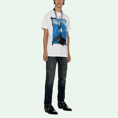 Off-White Slim Fit Mona Lisa Print T-shirt White Shop Off-White Slim Fit Mona Lisa Print T-shirt White