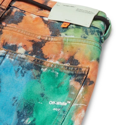 Off-White Slim Fit Painted Distressed Denim Jeans Multicolor Order Off-White Slim Fit Painted Distressed Denim Jeans Multicolor