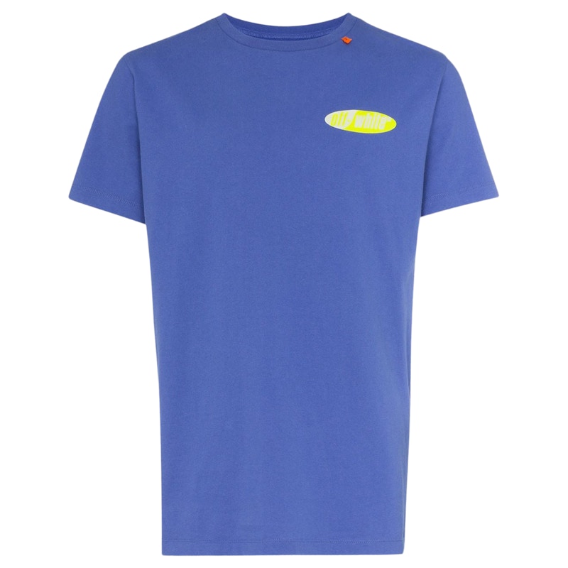 Buy オフホワイト スリムフィット スプリットロゴTシャツ (青)
