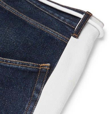 Off-White Slim Fit Striped Denim Jeans Dark Blue/White Order Off-White Slim Fit Striped Denim Jeans Dark Blue/White