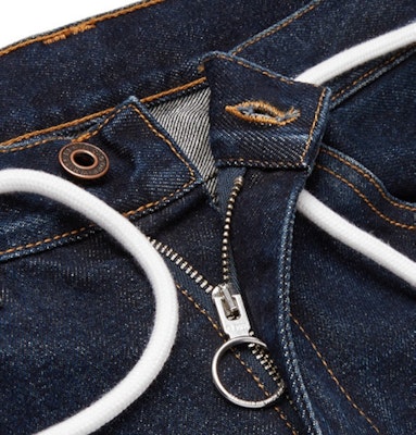Off-White Slim Fit Striped Denim Jeans Dark Blue/White Lookbook Off-White Slim Fit Striped Denim Jeans Dark Blue/White