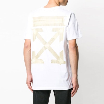 Off-White Slim Fit Tape Arrows Tee White/Beige Shop Off-White Slim Fit Tape Arrows Tee White/Beige