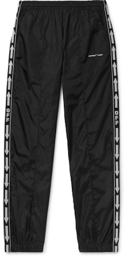 off-white-slim-fit-webbing-trimmed-shell-track-pants-black
