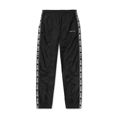 Off-White Slim Fit Webbing Trimmed Shell Track Pants Black