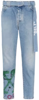 Off-White Slim Low Crotch Graffiti Denim Jeans Bleach/Multicolor Off-White Slim Low Crotch Graffiti Denim Jeans Bleach/Multicolor