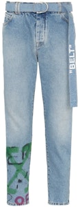 Off-White Slim Low Crotch Graffiti Denim Jeans Peluntur/Multicolor Buy Off-White Slim Low Crotch Graffiti Denim Jeans Peluntur/Multicolor